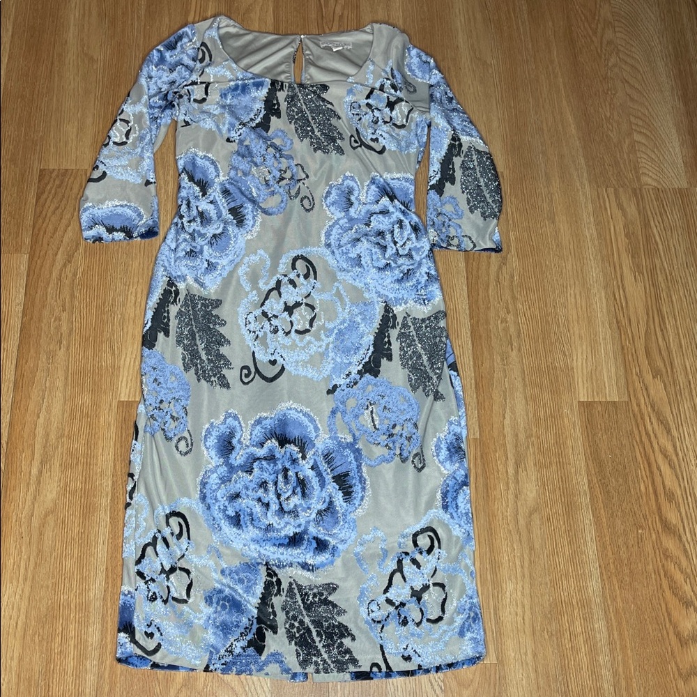 Eva Mendes for New York & Company Blue and Gray Floral Dress